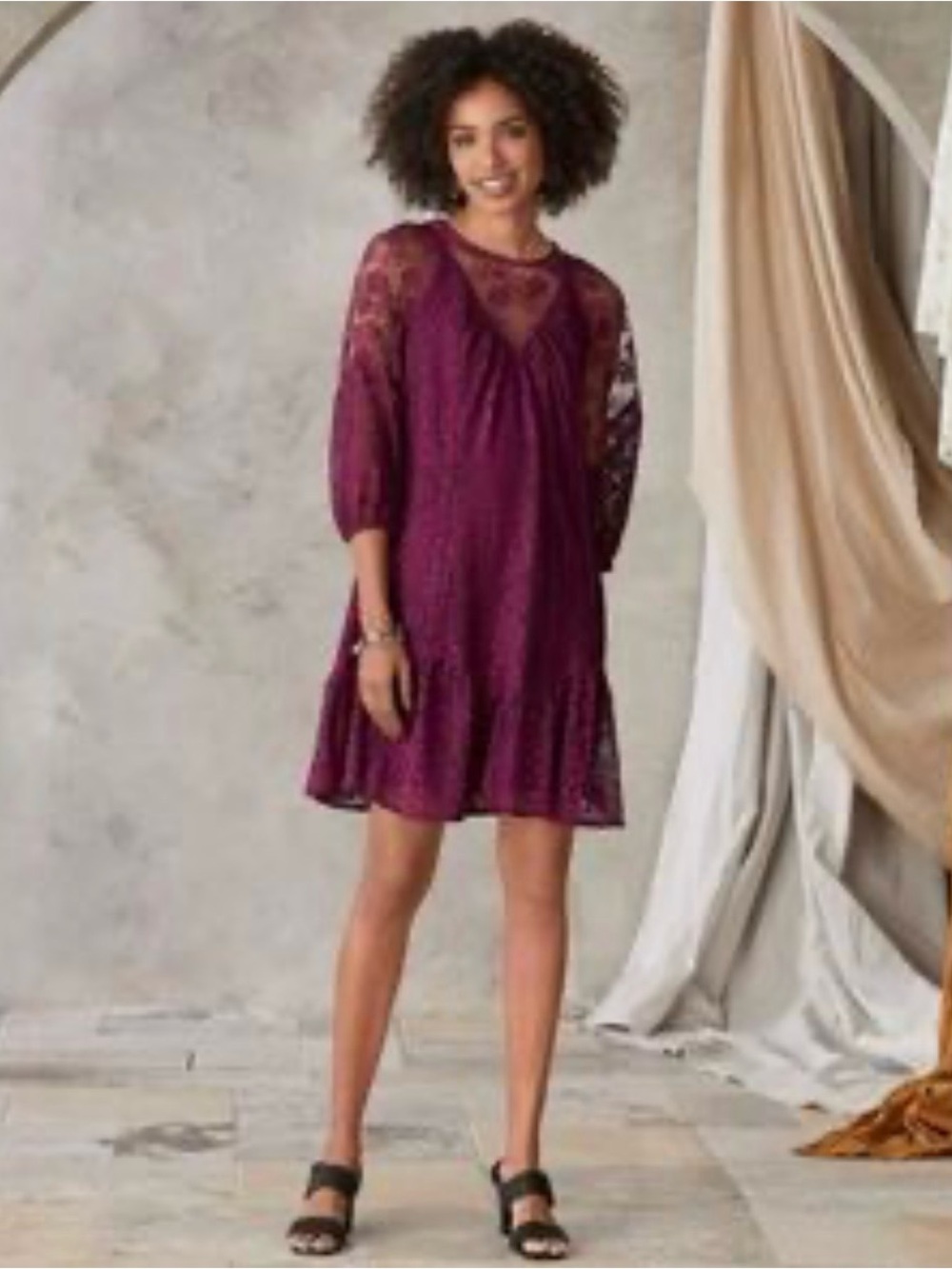 NWT Sundance Brynlee Lace Dress Size Medium Whine /deep Purple Color